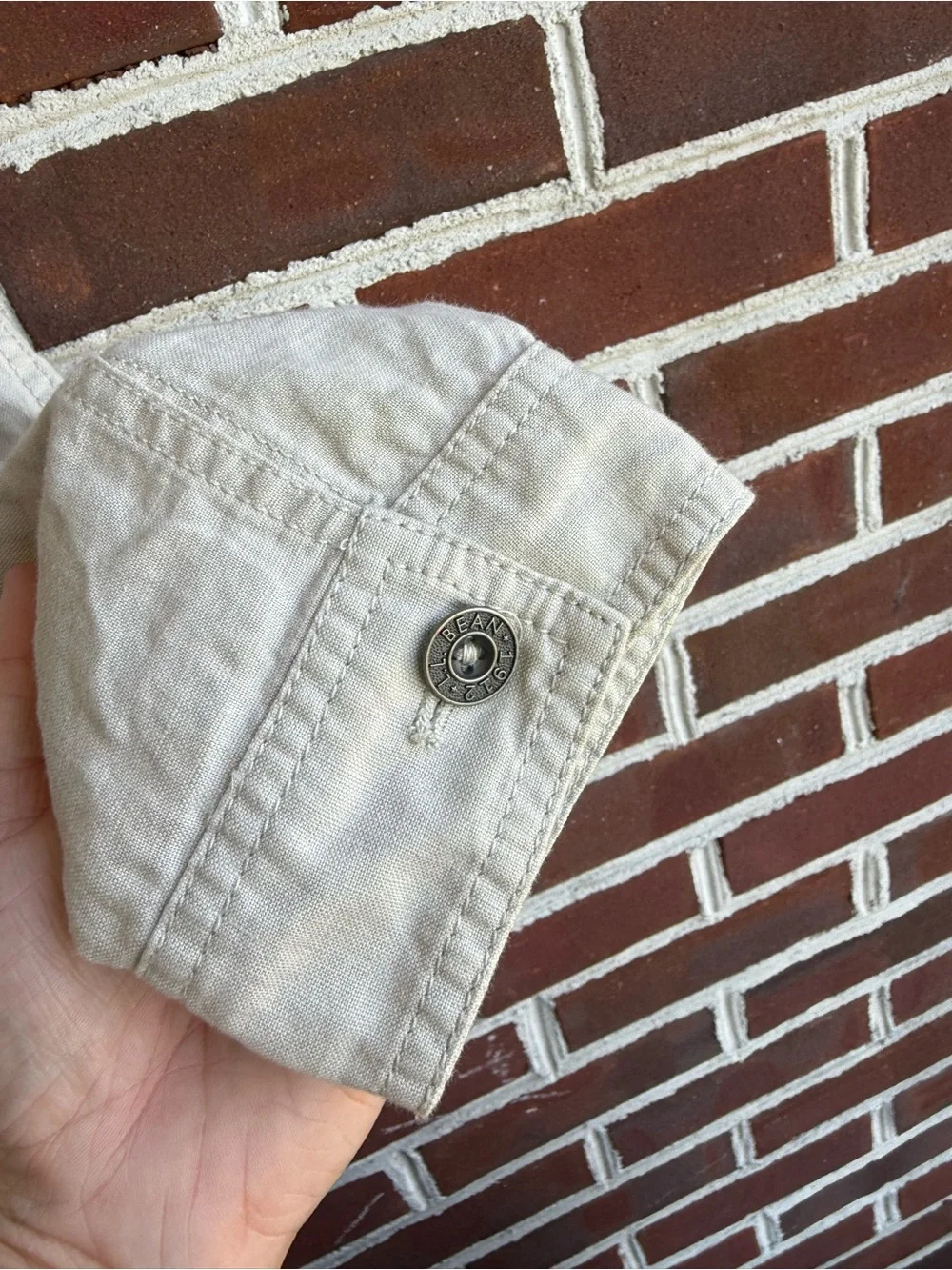 L.L. Bean Cotton Linen Blend Cream Trucker Jacket / Jean Jacket Style